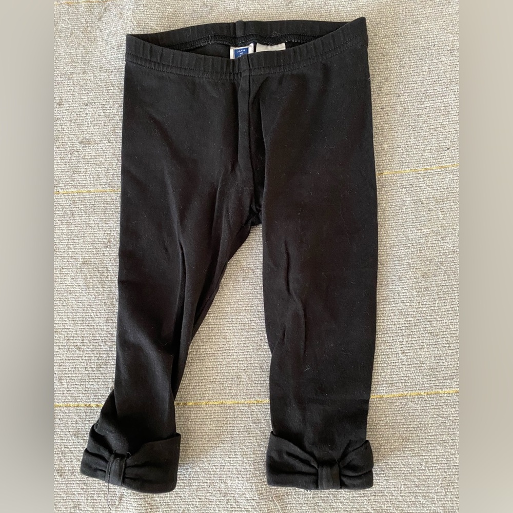 Janie & Jack Black Leggings with Bow detailing at the ankle